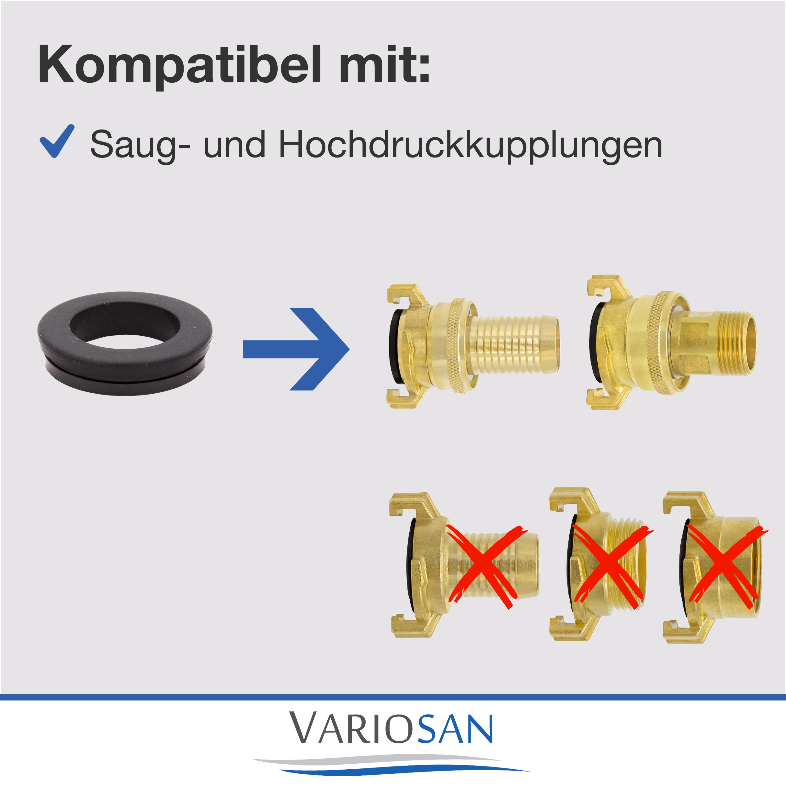 VARIOSAN Saug- und Hochdruckkupplungen Ersatzdichtung 13576, 10 Stück, Gummi, schwarz, System Geka