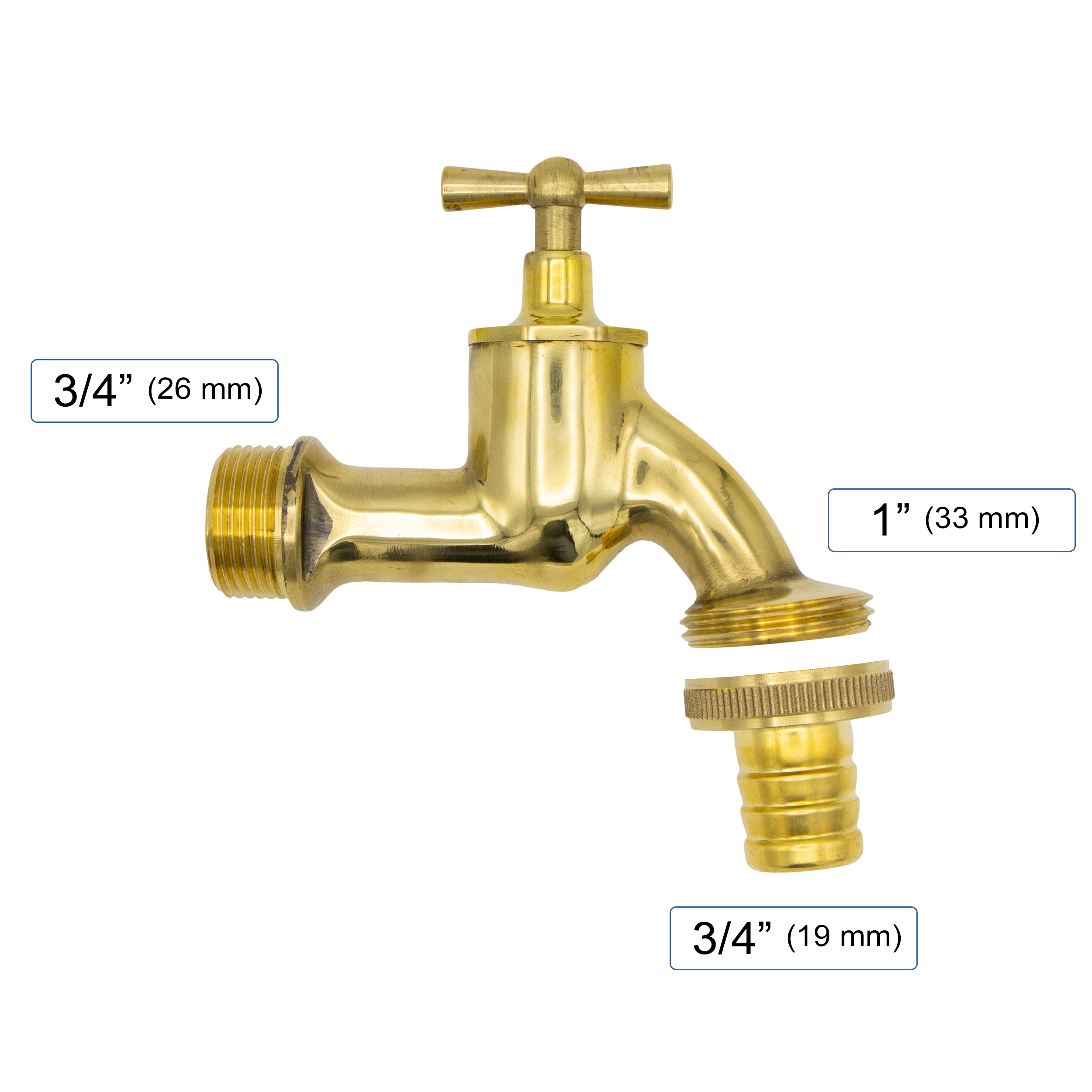 14948-4260323014948-80377 VARIOSAN Regentonnendurchführung + Auslaufventil Set 14948, 3/4", Messing, poliert