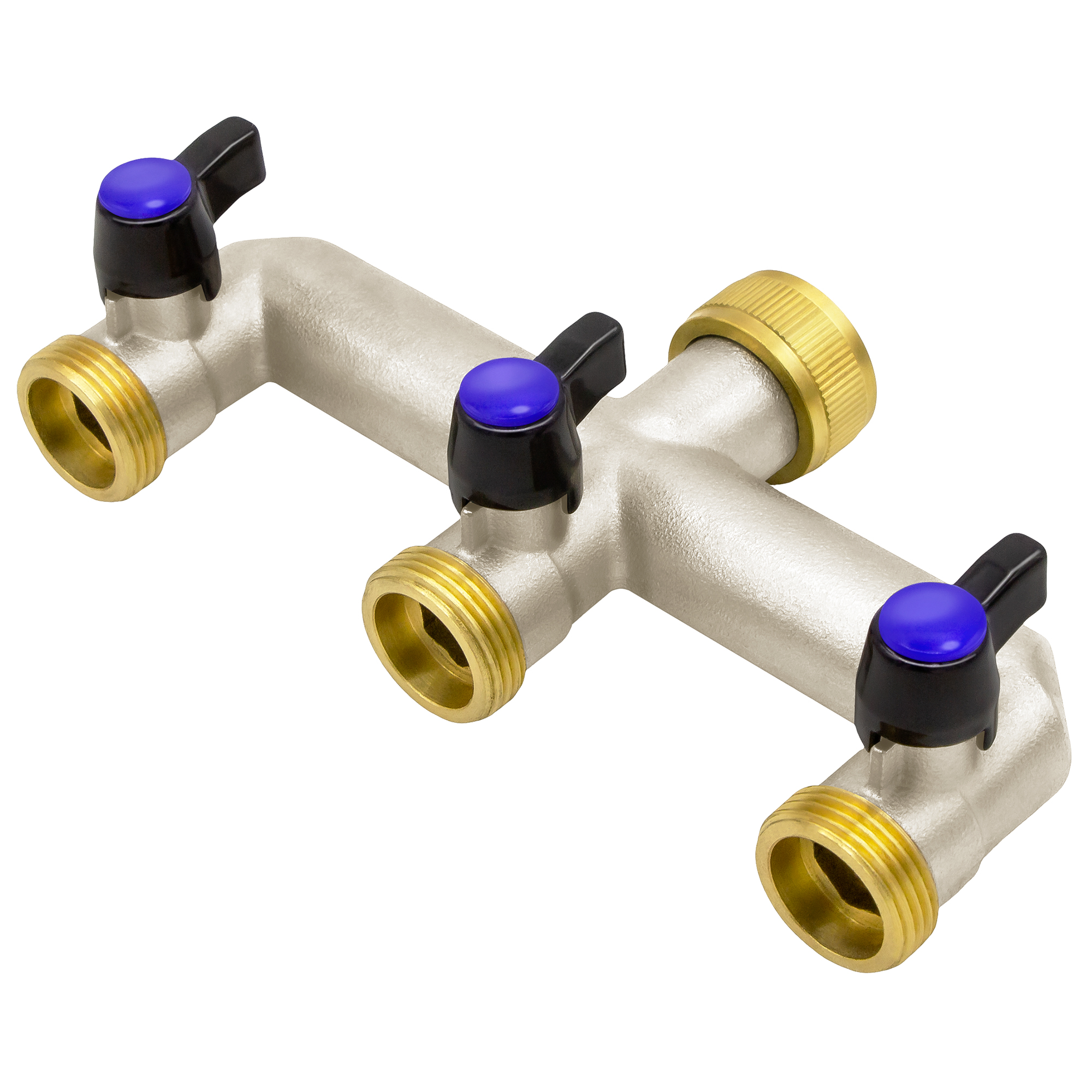 16591-4260323016591-77ae2 VARIOSAN 3-Wege Wasserverteiler 16591, 3/4", Messing, 3 Kugelhähne