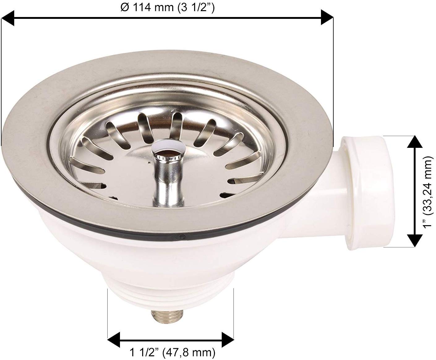VARIOSAN Spülen-Siebkorbventil 10988, 3 1/2", Ø 114 mm, Edelstahl