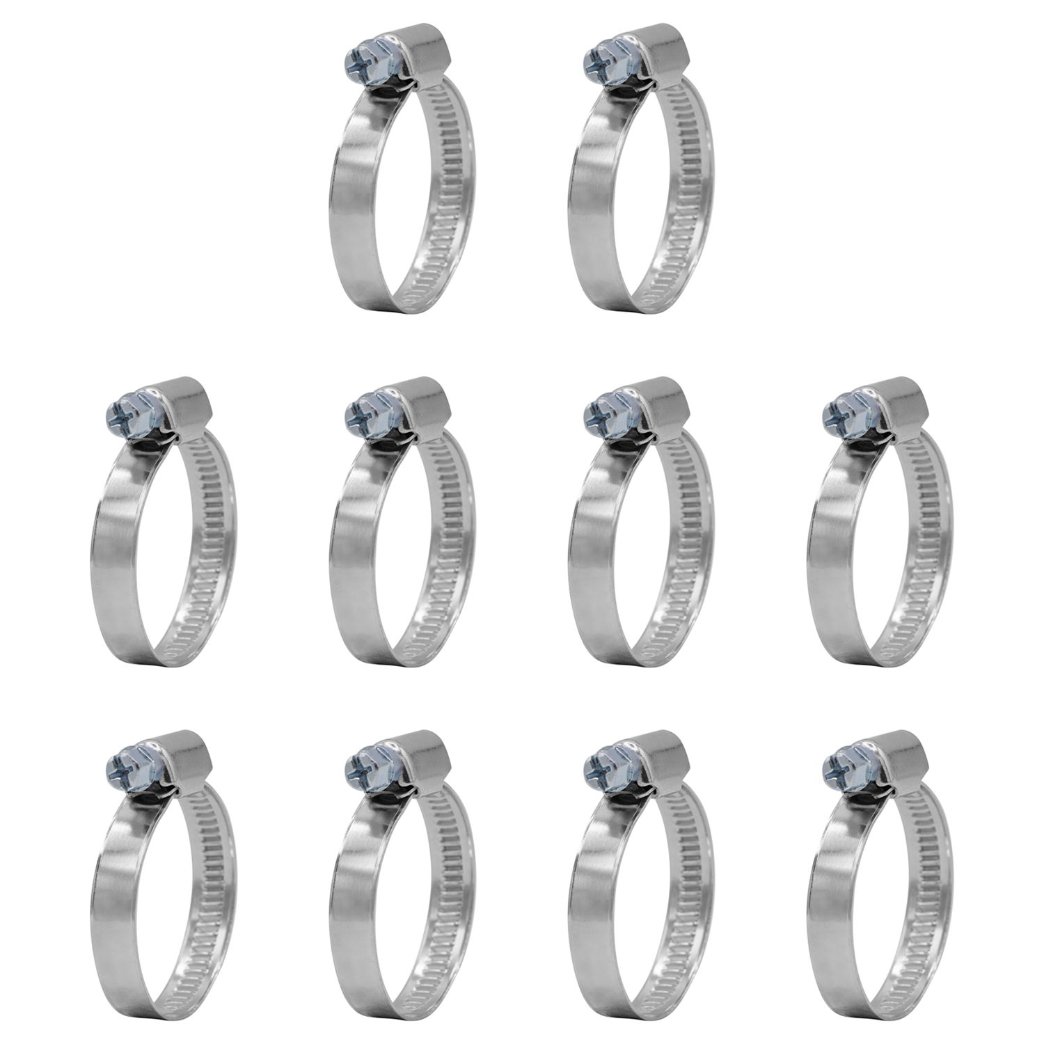 W5_10 VARIOSAN Schlauchschellen Set 13613, 10 Stück, Spannbereich 12 - 22 mm, Bandbreite 9 mm, W4 (Edelstahl / V2A)