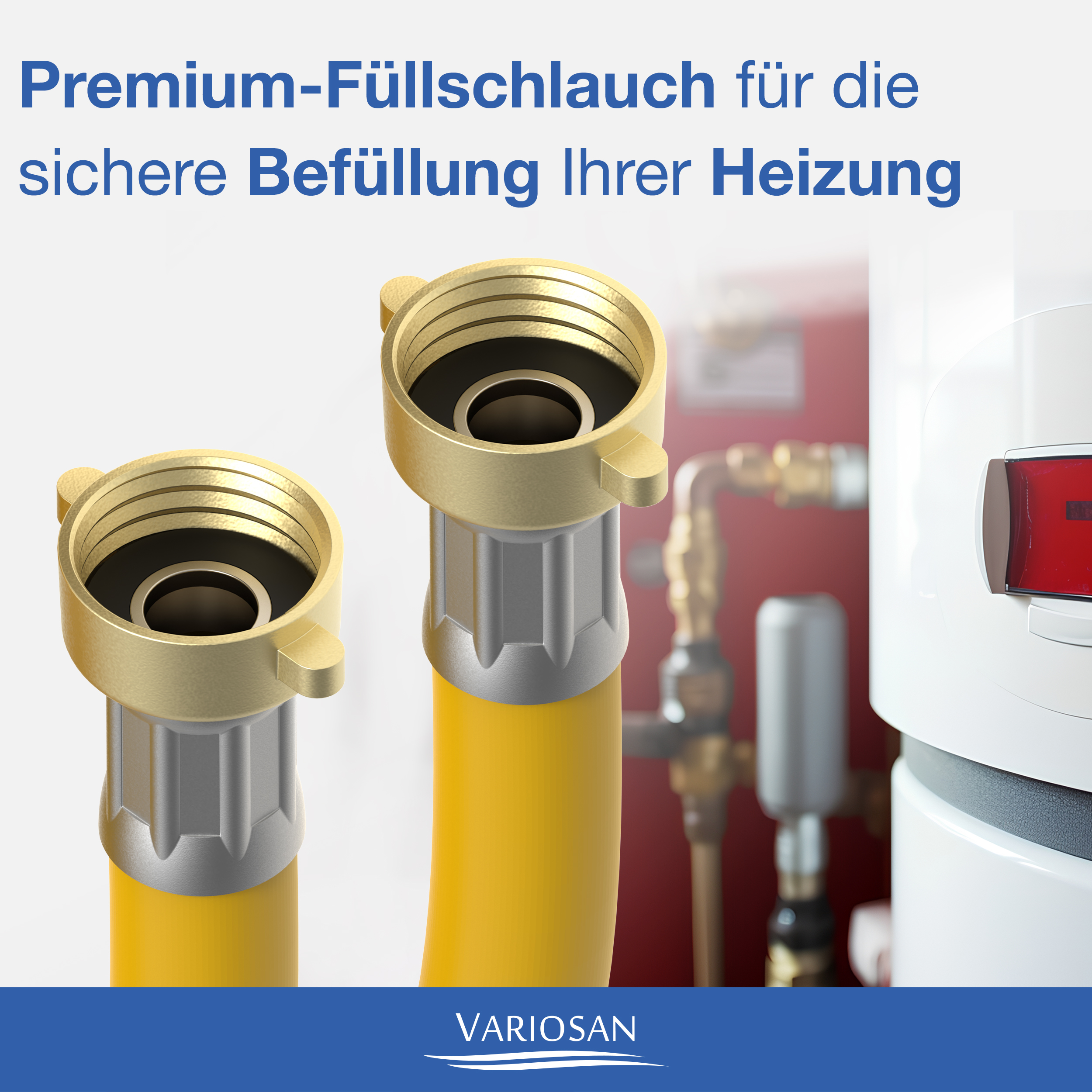 VARIOSAN Füllschlauch für Heizung 16775, 3/4", 5,00 m, 15 bar, gelb