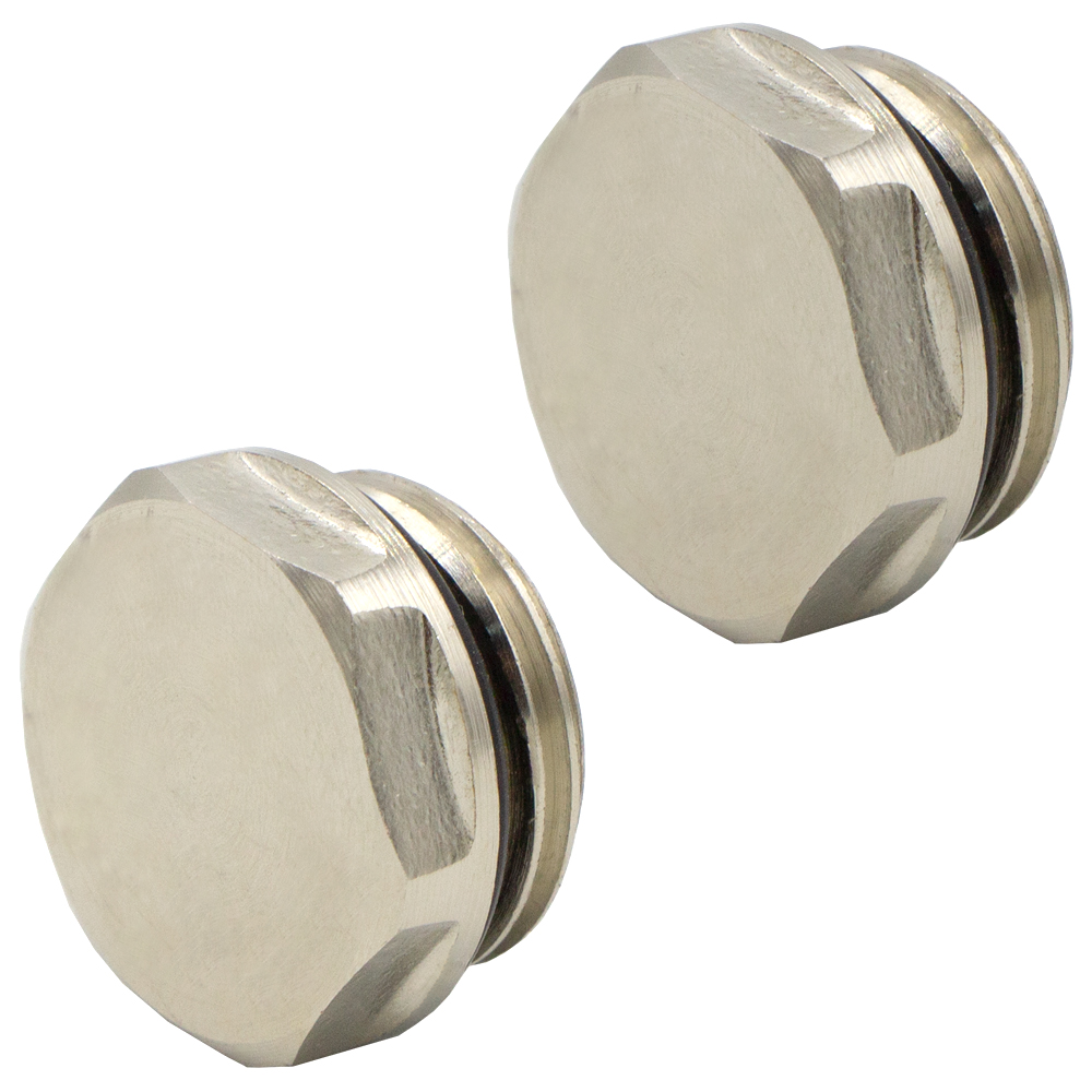 14245-4260323014245-0279e VARIOSAN Blindstopfen für Heizkörper und Verteiler 14245, 2 Stück, 1/2", selbstdichtend, Messing, vernickelt