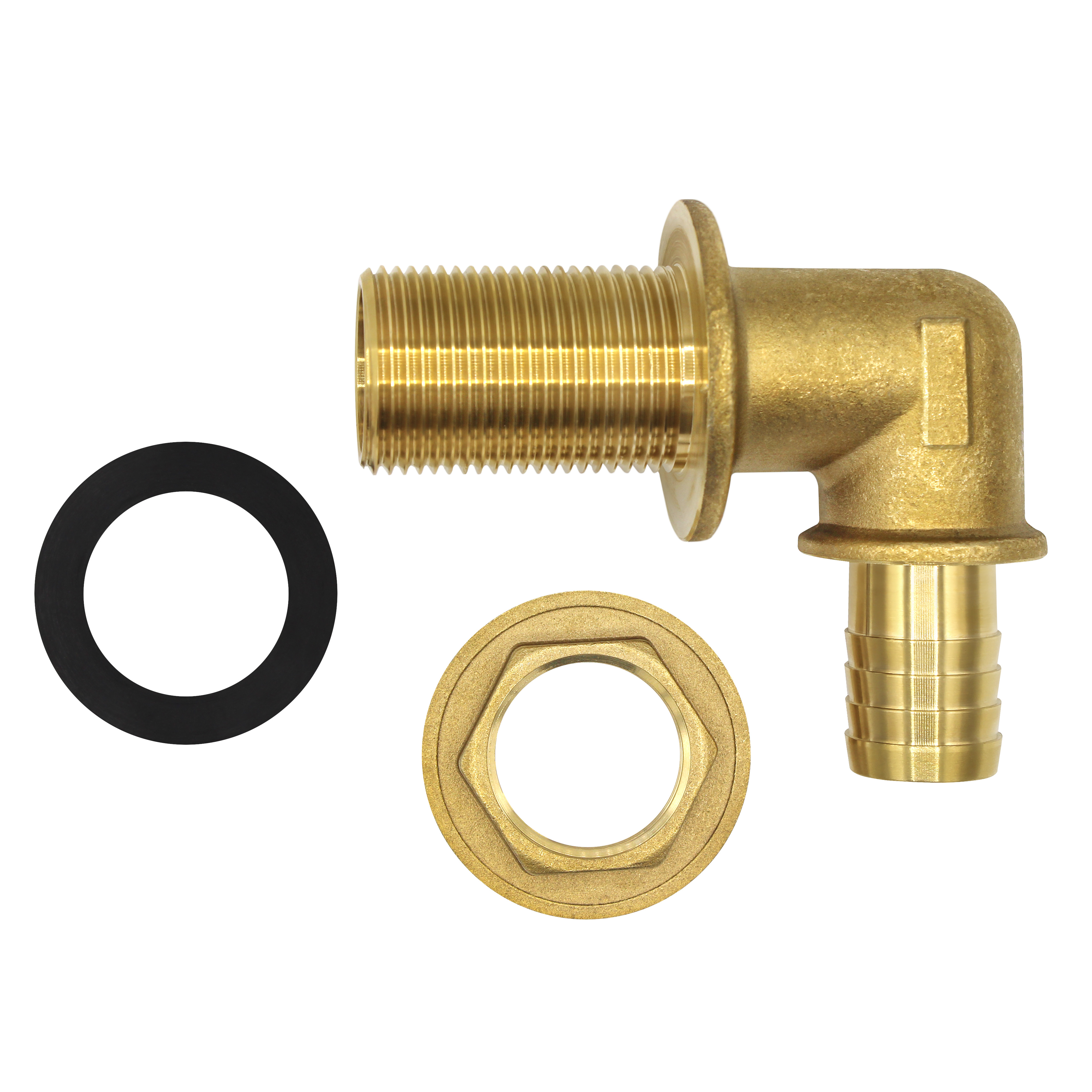 B06XBLG6S4-PT01 VARIOSAN Tankdurchführung für Regentonnen/Zisternen 11688, 3-teilig, 1", Messing, 90°