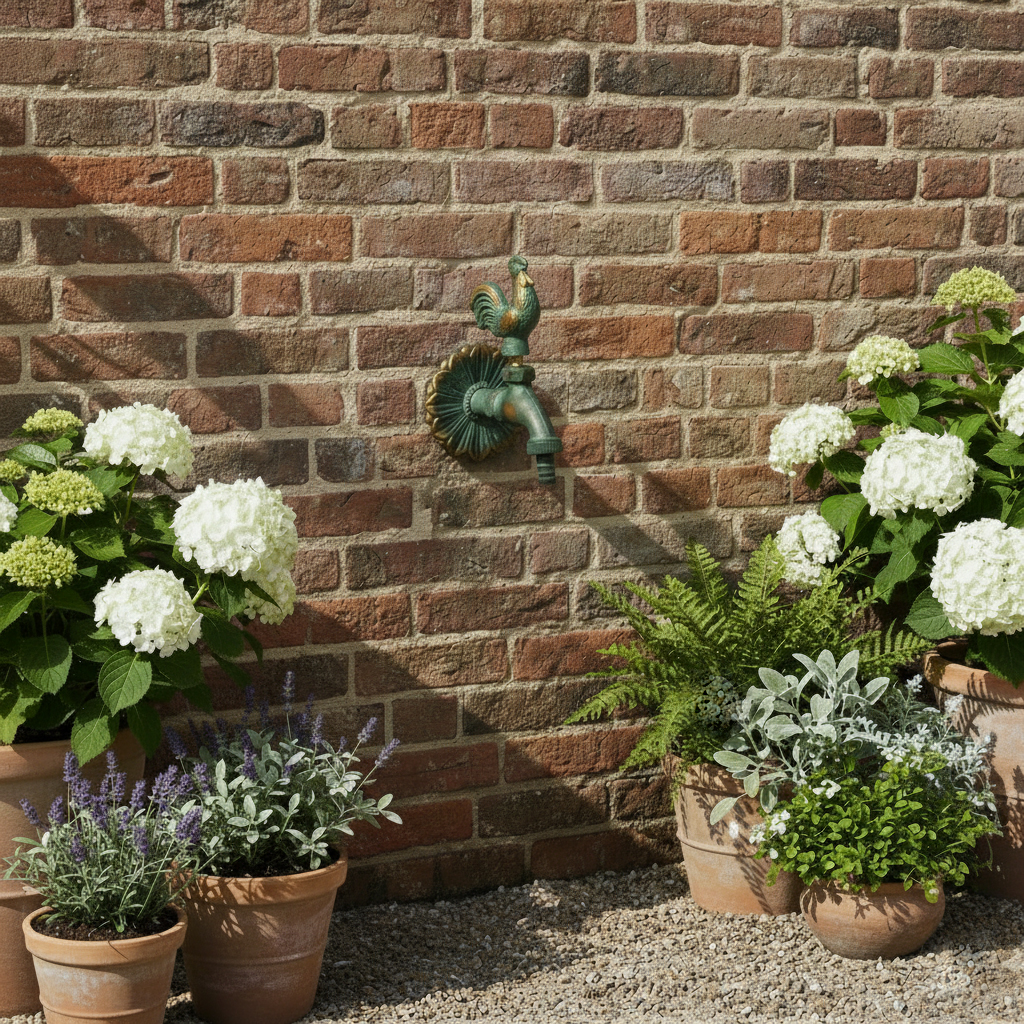 VARIOSAN Nostalgie-Auslaufventil "Hahn" 11237, 1/2", Messing-patiniert, langer Wandabstand, massive