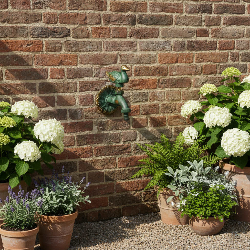 VARIOSAN Nostalgie-Auslaufventil "Ente" 11213, 1/2", Messing-patiniert, langer Wandabstand, massive