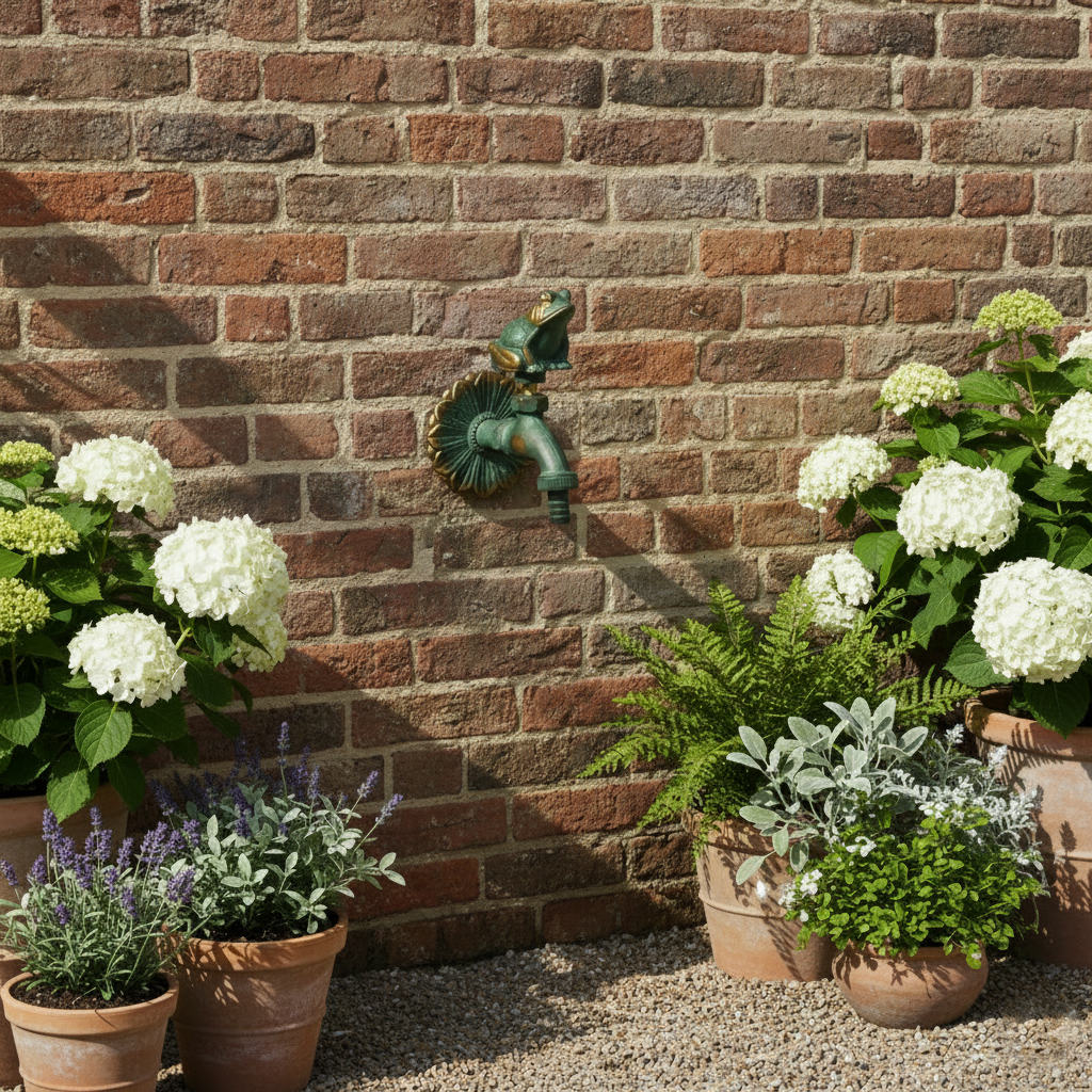 VARIOSAN Nostalgie-Auslaufventil "Frosch" 11206, 1/2", Messing-patiniert, langer Wandabstand, massiv