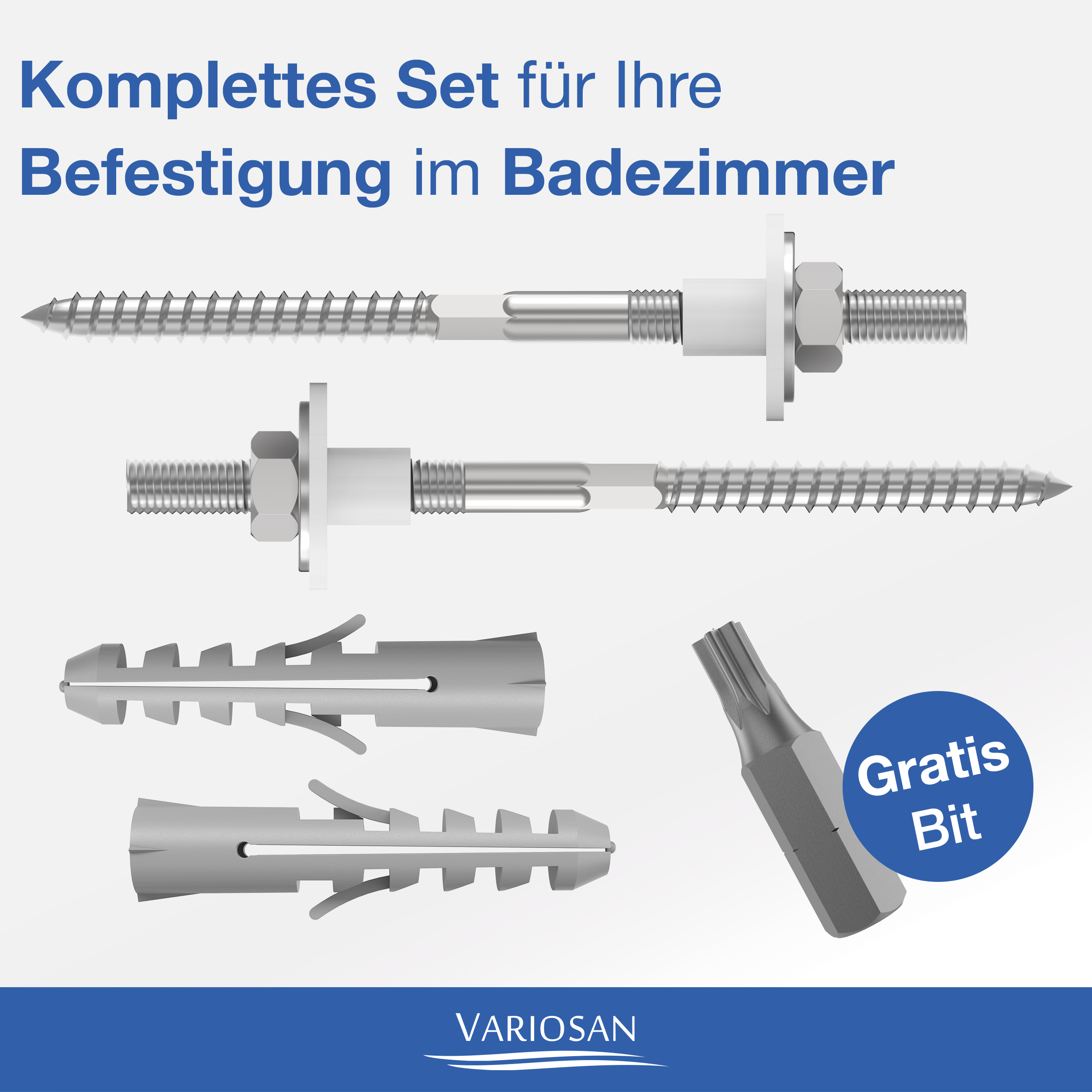 VARIOSAN Waschtischbefestigung 14092, M10 x 140 mm, 10-teiliges Profi-Montageset